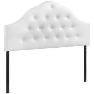 Hawthorne Collection King Vinyl Tufted Panel Headboard in White