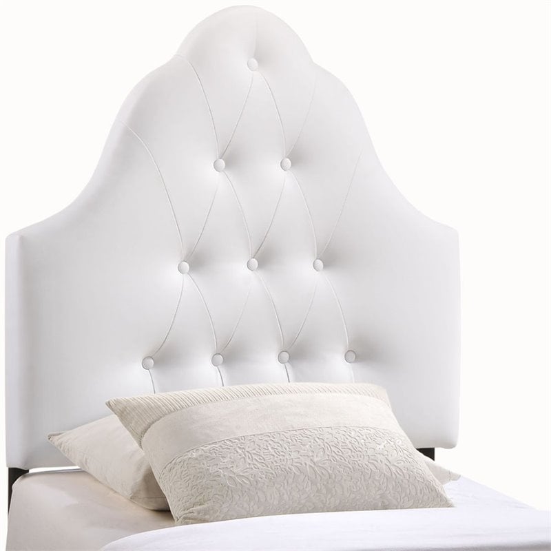 Hawthorne Collection Twin Vinyl Tufted Panel Headboard In White 680270433243 Ebay