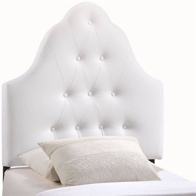 Hawthorne Collection Twin Vinyl Tufted Panel Headboard in White ...