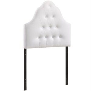 Hawthorne Collection Twin Vinyl Tufted Panel Headboard in White
