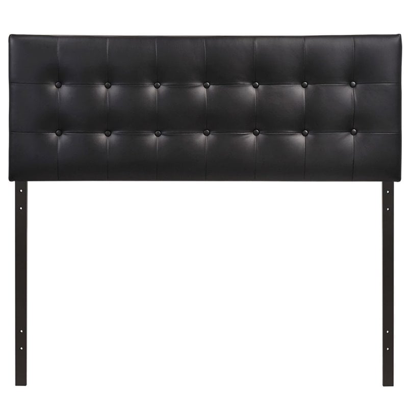 Hawthorne Collections Modern Vinyl Queen Panel Headboard in Black