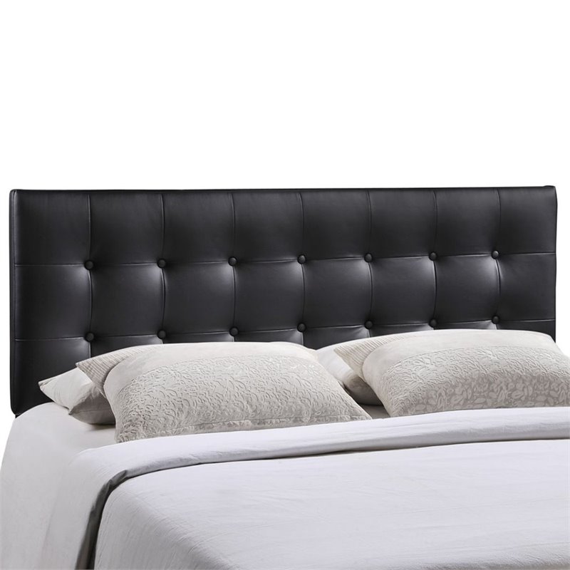 Hawthorne Collections Modern Vinyl Queen Panel Headboard in Black