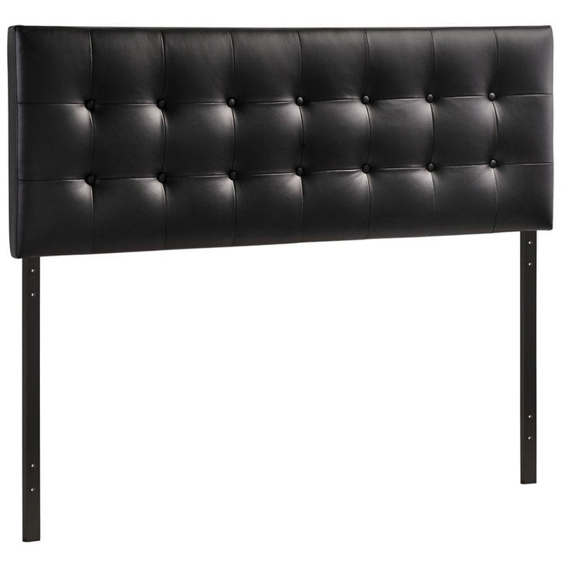 Hawthorne Collections Modern Vinyl Queen Panel Headboard in Black