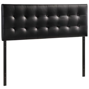 Hawthorne Collections Vinyl Black Headboard Rectangular Contemporary Queen 61.5&quotW x 22.5&quotH x 3.5&quotD