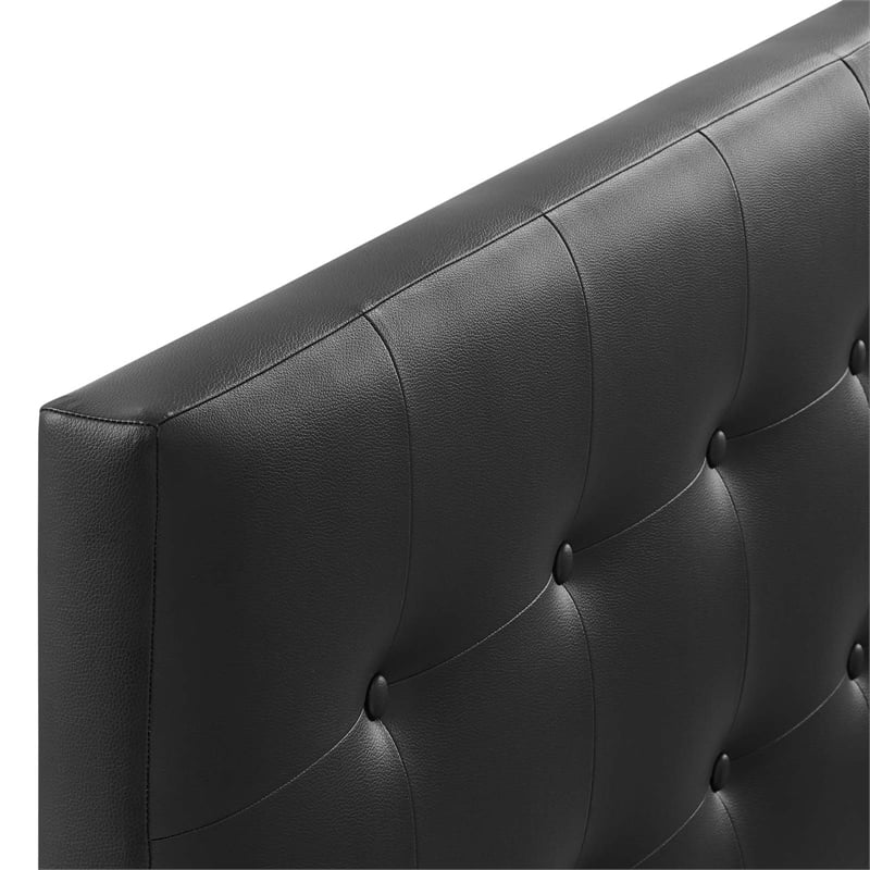 Hawthorne Collections Modern Vinyl Full Panel Headboard in Black