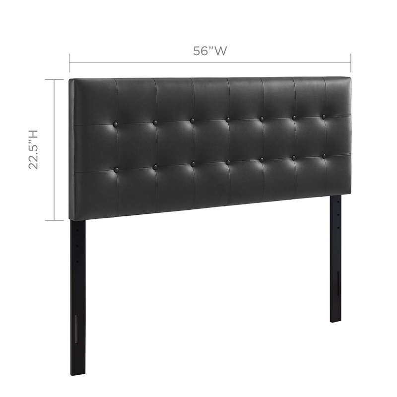 Hawthorne Collections Modern Vinyl Full Panel Headboard in Black