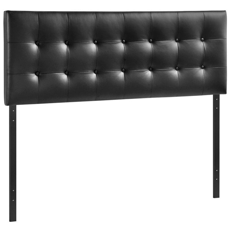 Hawthorne Collections Modern Vinyl Full Panel Headboard in Black