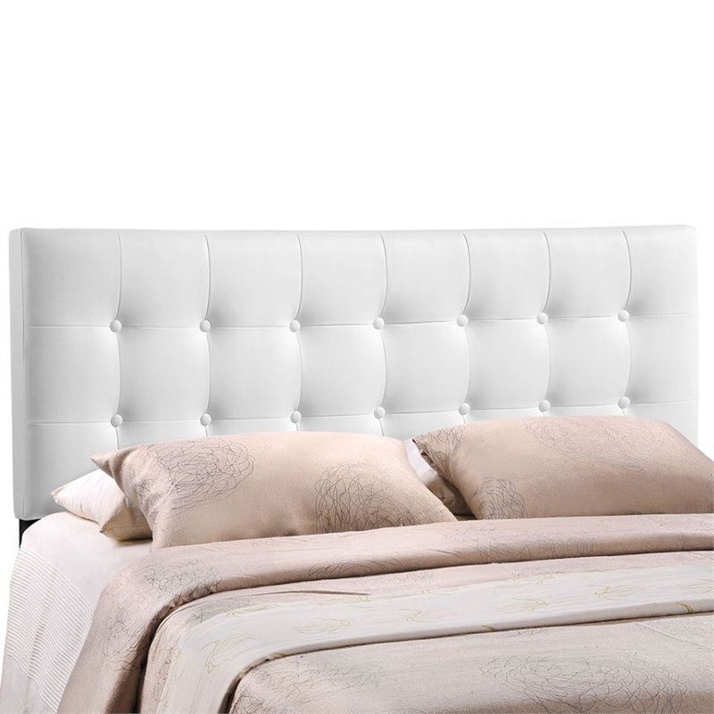 Hawthorne Collections Modern Vinyl Full Panel Headboard in White