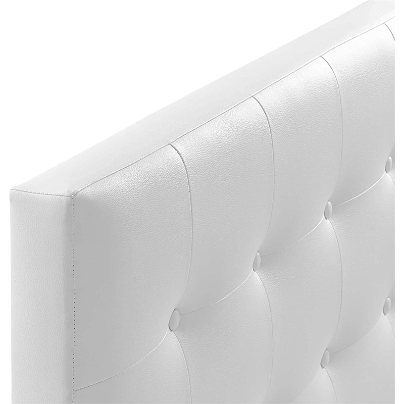 Hawthorne Collections Modern Vinyl Full Panel Headboard in White