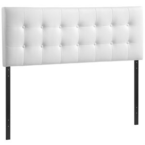 Hawthorne Collections Modern Vinyl Full Panel Headboard in White