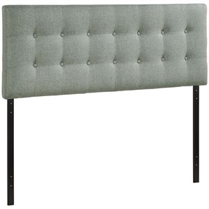 Hawthorne Collection Upholstered King Panel Headboard in Gray