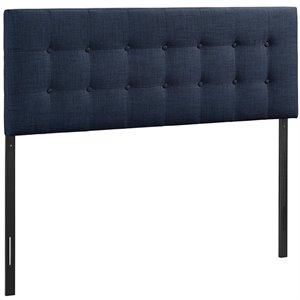 Hawthorne Collections Modern Fabric Upholstered King Panel Headboard in Navy