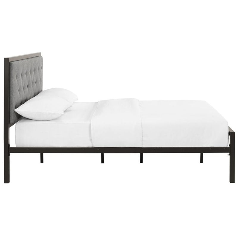 Hawthorne Collection Full Tufted Panel Bed in Brown and Gray