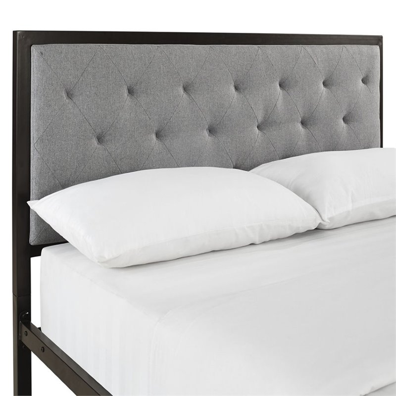 Hawthorne Collection Full Tufted Panel Bed in Brown and Gray