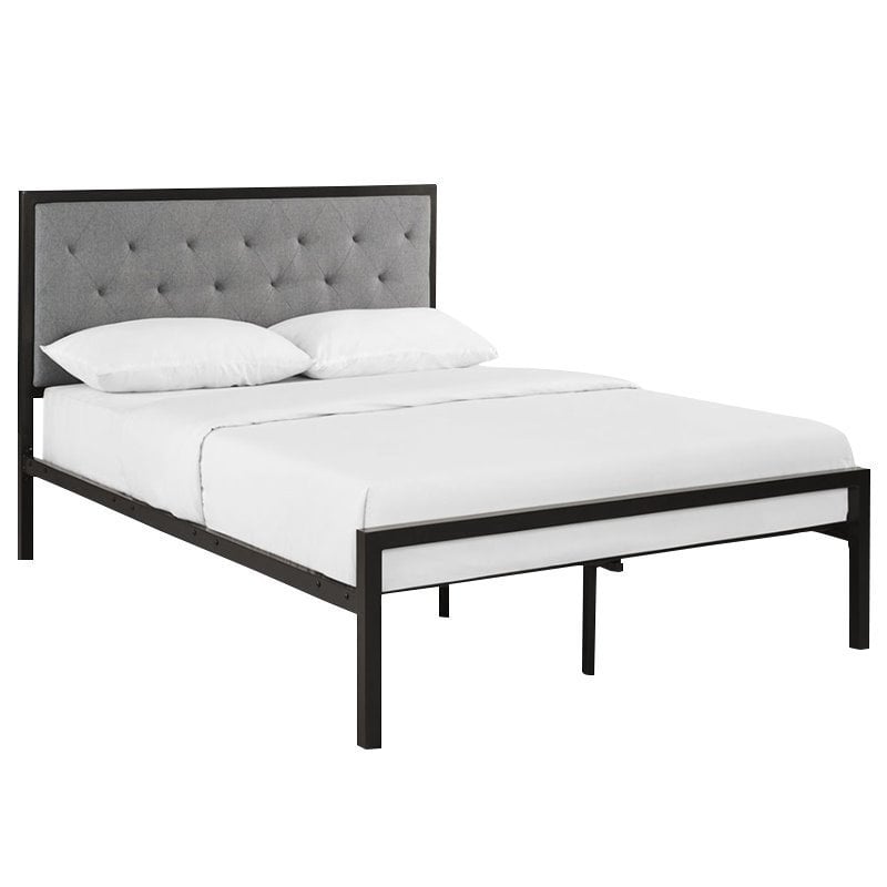 Hawthorne Collection Full Tufted Panel Bed in Brown and Gray