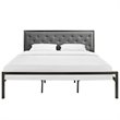 Hawthorne Collection King Tufted Panel Bed in Brown and Gray