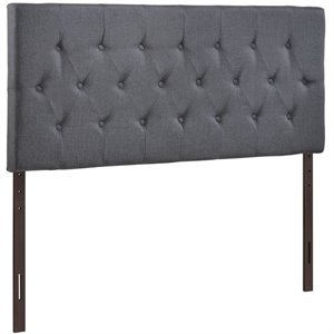 Hawthorne Collection Queen Tufted Panel Headboard in Smoke