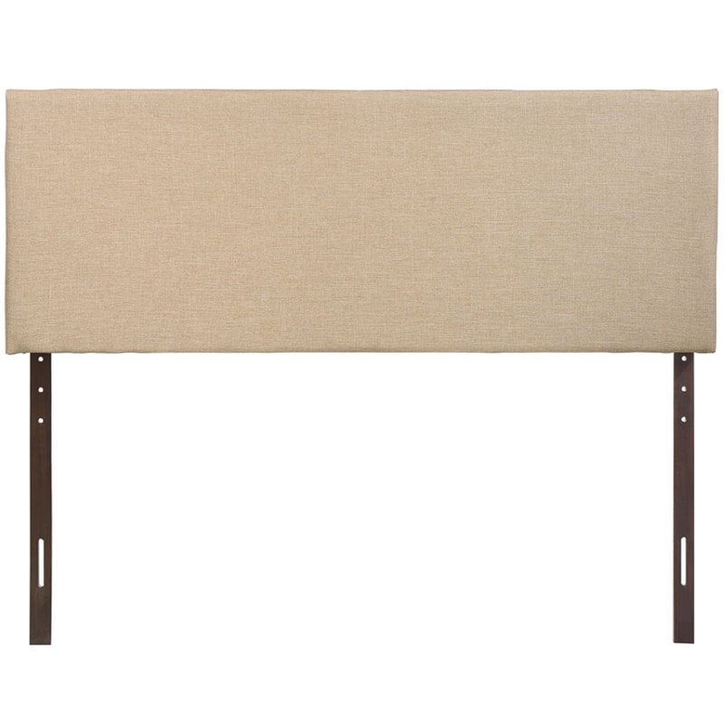 Hawthorne Collections Modern Fabric Upholstered Queen Panel Headboard in Beige