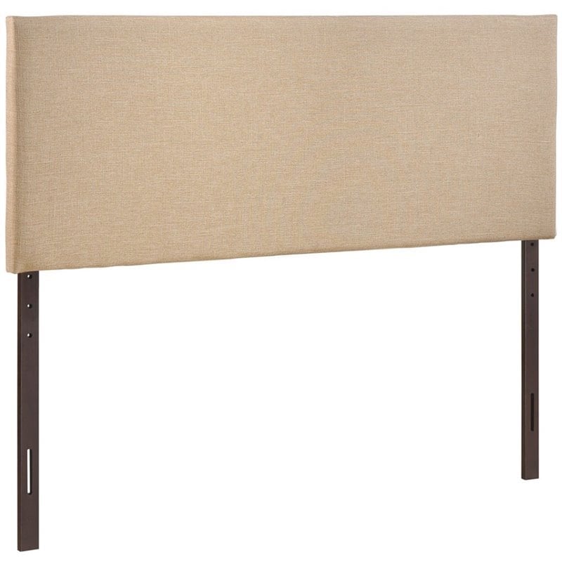 Hawthorne Collections Modern Fabric Upholstered Queen Panel Headboard in Beige