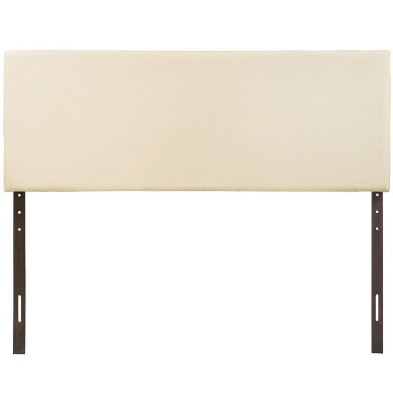 Hawthorne Collections Modern Fabric Upholstered Queen Panel Headboard in Ivory