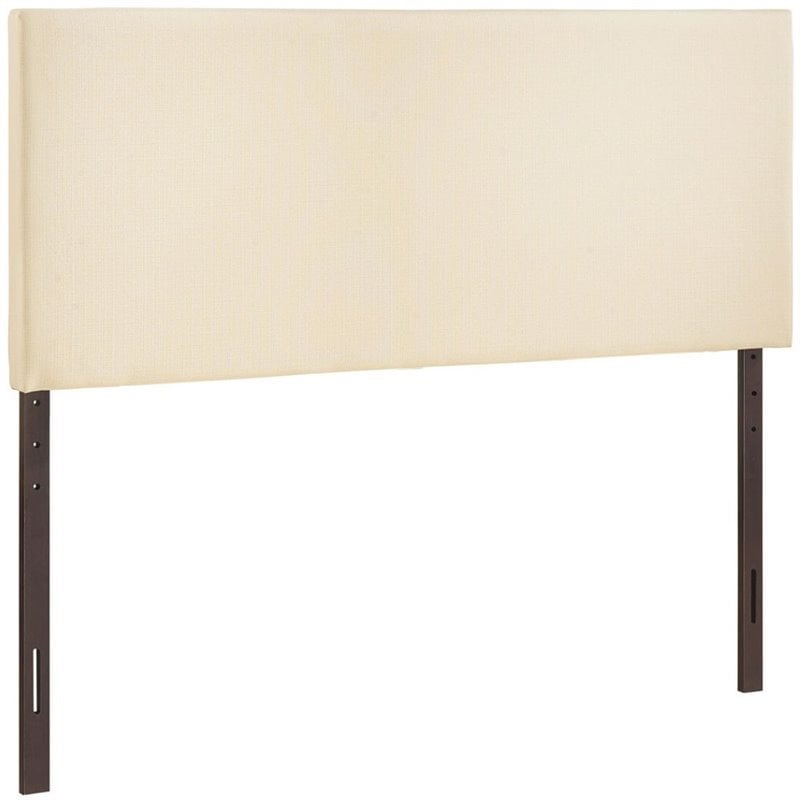Hawthorne Collections Modern Fabric Upholstered Queen Panel Headboard in Ivory