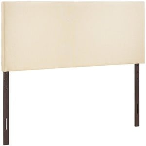 Hawthorne Collections Modern Fabric Upholstered Queen Panel Headboard in Ivory