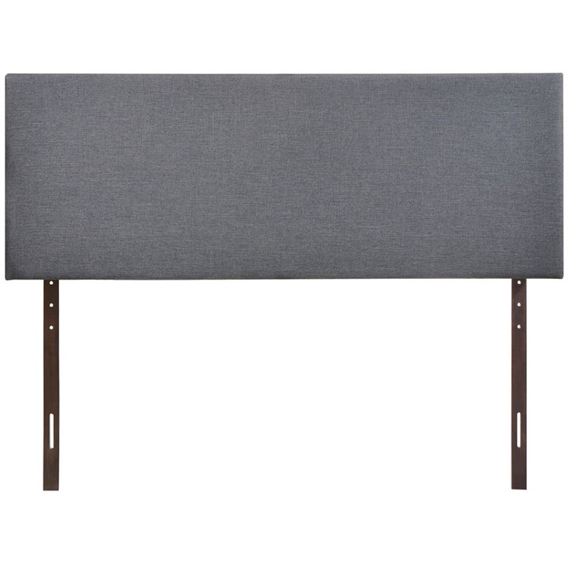 Hawthorne Collections Fabric Upholstered Queen Panel Headboard in Smoke Gray