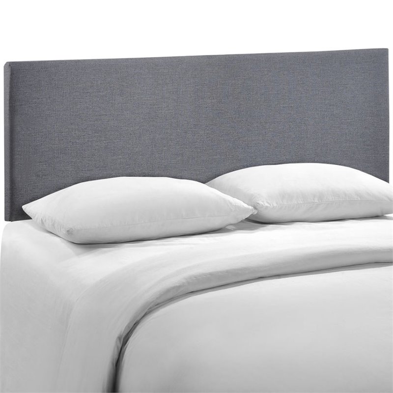 Hawthorne Collections Fabric Upholstered Queen Panel Headboard in Smoke Gray