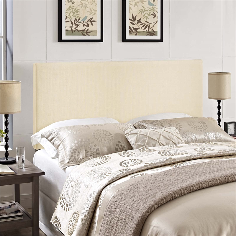 Hawthorne Collections Fabric King Panel Headboard with Particleboard in Ivory