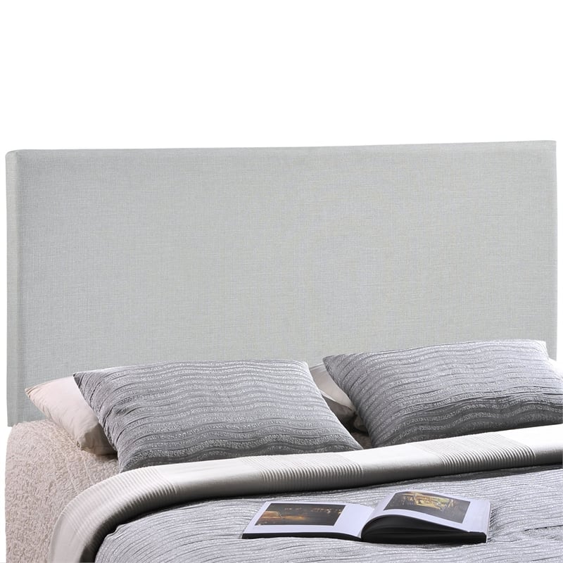 Hawthorne Collections Modern Fabric Upholstered Full Panel Headboard in Gray