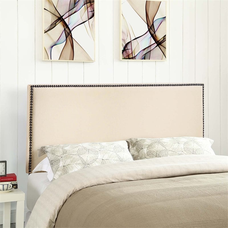 Hawthorne Collection Upholstered Full Panel Headboard in Ivory