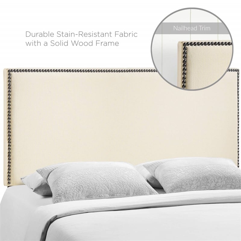 Hawthorne Collection Upholstered Full Panel Headboard in Ivory