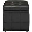 Hawthorne Collection Square Faux Leather Storage Ottoman in Black