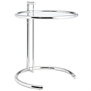 hawthorne collection glass top adjustable end table in silver
