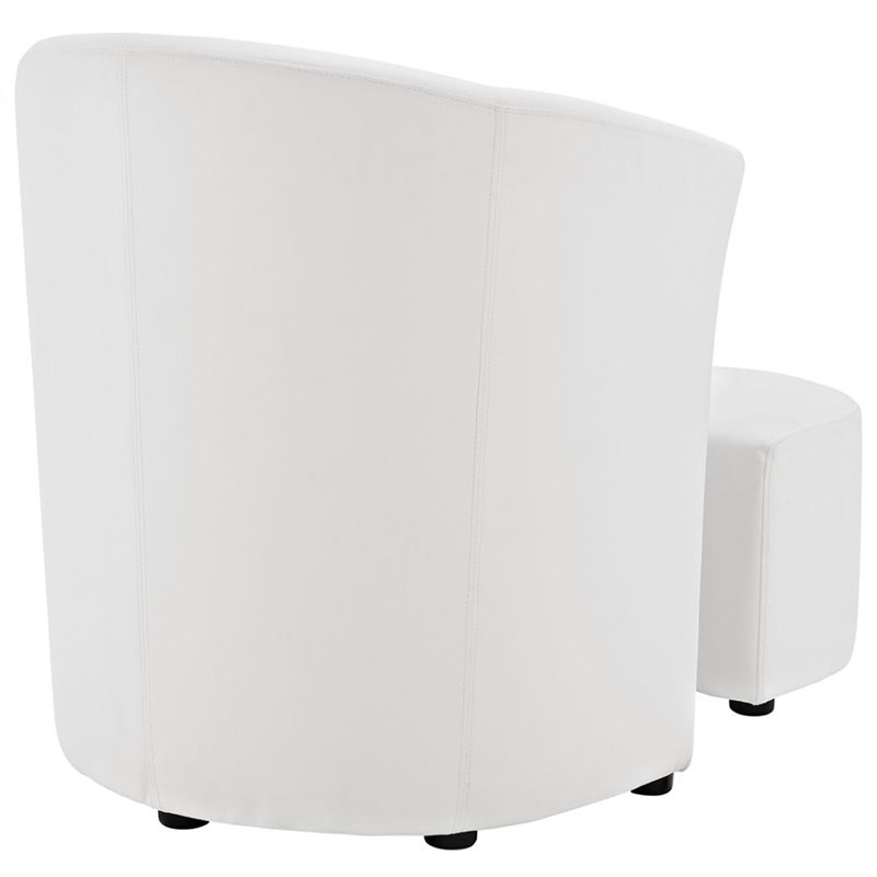 Hawthorne Collections Modern Faux Leather Accent Chair with Ottoman in White