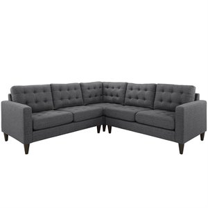 Hawthorne Collection Tufted Corner Sectional in Gray