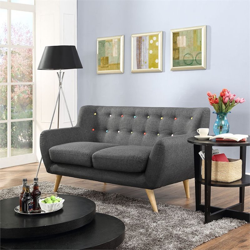 Hawthorne Collection Fabric Loveseat in Gray