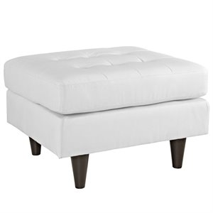Hawthorne Collection Leather Tufted Ottoman in White