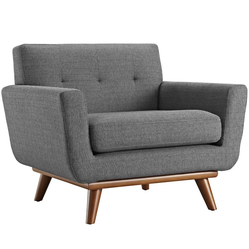 Hawthorne Collections Fabric Accent Chair with Ottoman in Gray