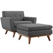 Hawthorne Collections Fabric Accent Chair with Ottoman in Gray