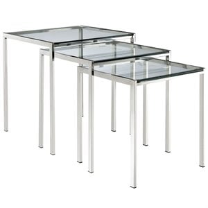 hawthorne collections modern stainless steel nesting table in silver (set of 3)