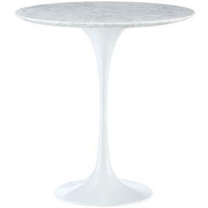 Hawthorne Collection Round Marble Top End Table in White