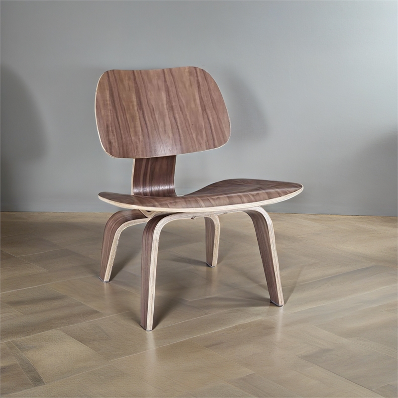 Hawthorne Collections Wood Walnut Accent Chair Rectangular Durable Molded Plywood 27