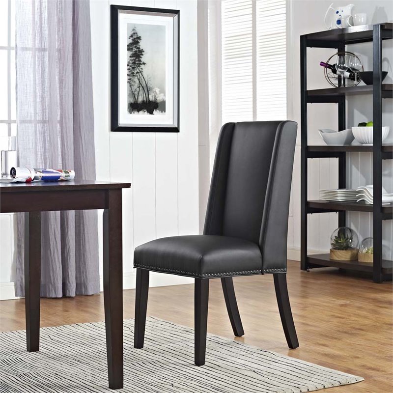 Hawthorne Collection Faux Leather Upholstered Dining Side Chair in Black