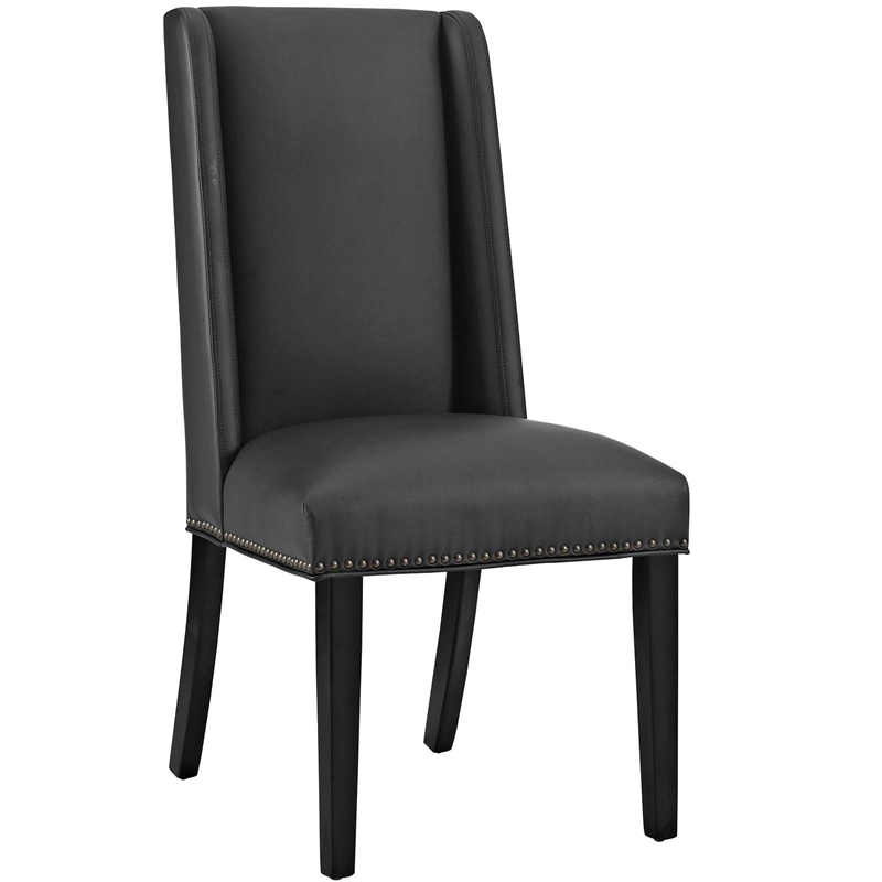 Hawthorne Collection Faux Leather Upholstered Dining Side Chair in Black