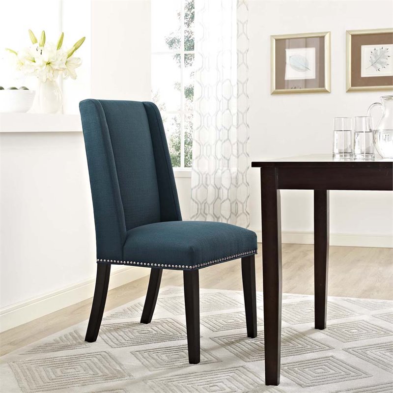 Hawthorne Collection Fabric Upholstered Dining Side Chair in Azure