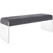 Hawthorne Collections Modern Velvet and Acrylic Bench in Gray
