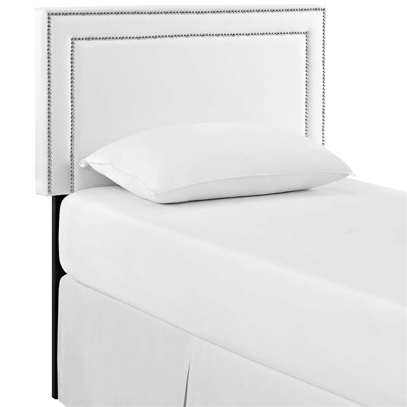 Hawthorne Collection Faux Leather Upholstered Twin Headboard in White Cymax Business