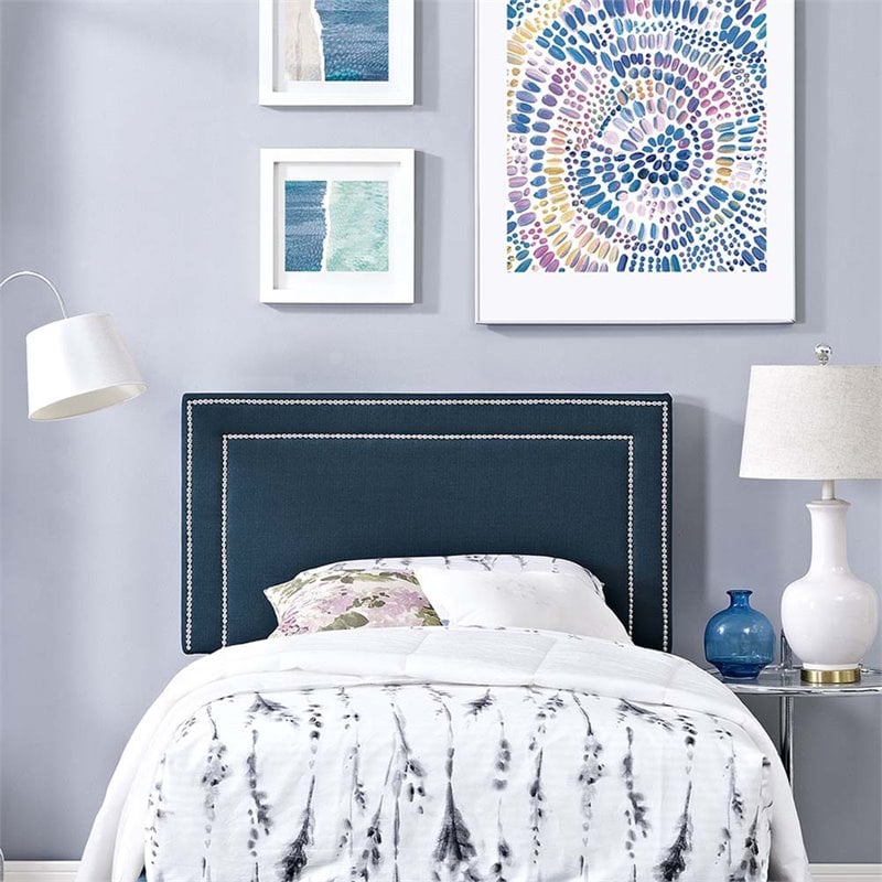 Hawthorne Collection Fabric Upholstered Twin Headboard in Azure