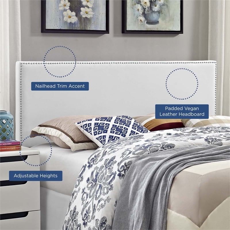 Hawthorne Collections Modern Vinyl Upholstered Full Headboard in White